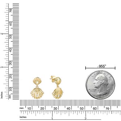Gemminded 18k Gold Over Silver Lab-Created Diamond Accent Seashell Drop Post Earrings