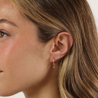 Gemminded 18k Gold Over Silver Lab-Created Diamond Accent Hoop with Pendant Earrings