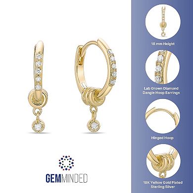 Gemminded 18k Gold Over Silver Lab-Created Diamond Accent Hoop with Pendant Earrings