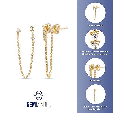 Gemminded 18k Gold Over Silver 1/8 Carat T.W. Lab-Grown Diamond Earrings
