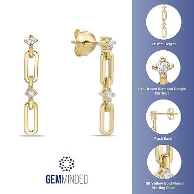 Gemminded 18k Gold Over Silver Lab-Created Diamond Accent Tiered Square Post Drop Earrings