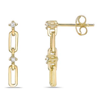 Gemminded 18k Gold Over Silver Lab-Created Diamond Accent Tiered Square Post Drop Earrings