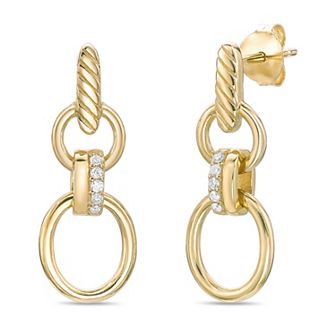 Gemminded 18k Gold Over Silver Lab-Created Diamond Accent Tiered Circle Post Drop Earrings