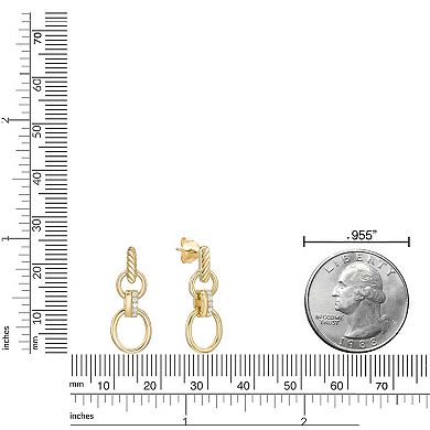 Gemminded 18k Gold Over Silver Lab-Created Diamond Accent Tiered Circle Post Drop Earrings