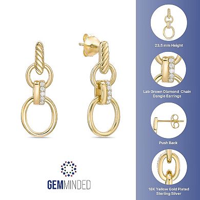 Gemminded 18k Gold Over Silver Lab-Created Diamond Accent Tiered Circle Post Drop Earrings