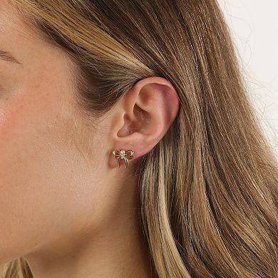 Gemminded 18k Gold Over Silver Lab-Grown Diamond Accent Bow Earrings
