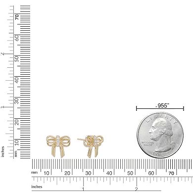 Gemminded 18k Gold Over Silver Lab-Grown Diamond Accent Bow Earrings