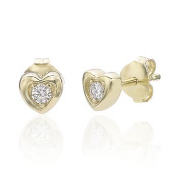 Gemminded 18k Gold Over Silver Lab-Created Diamond Accent Heart Stud Earrings
