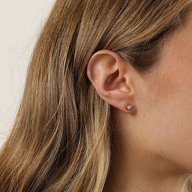Gemminded 18k Gold Over Silver Lab-Created Diamond Accent Heart Stud Earrings