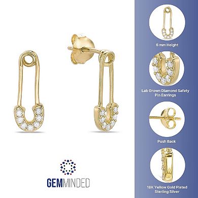 Gemminded 18K Gold Over Sterling Silver 1/10 Carat T.W. Lab-Grown Diamond Earrings