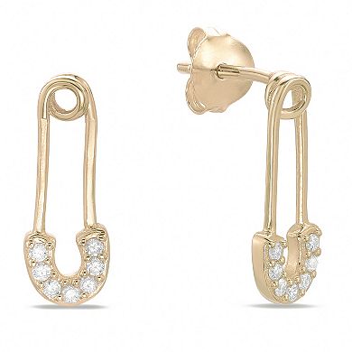 Gemminded 18K Gold Over Sterling Silver 1/10 Carat T.W. Lab-Grown Diamond Earrings