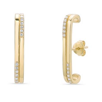 Gemminded 18k Gold Over Silver 1/8 Carat T.W. Lab-Grown Diamond Ear Cuff