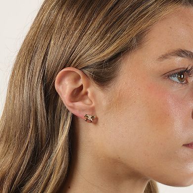 Gemminded 18k Gold Over Silver Lab-Created Diamond Accent Bow Stud Earrings