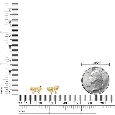 Gemminded 18k Gold Over Silver Lab-Created Diamond Accent Bow Stud Earrings