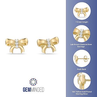 Gemminded 18k Gold Over Silver Lab-Created Diamond Accent Bow Stud Earrings