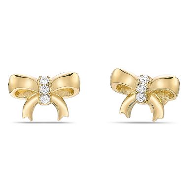 Gemminded 18k Gold Over Silver Lab-Created Diamond Accent Bow Stud Earrings