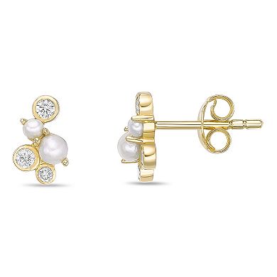 Gemminded 18k Gold Over Silver 1/6 Carat T.W. Lab-Grown Diamond Earrings