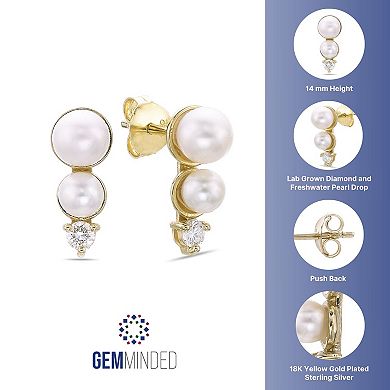 Gemminded 18k Gold Over Silver 1/8 Carat T.W. Lab-Grown Diamond Earrings