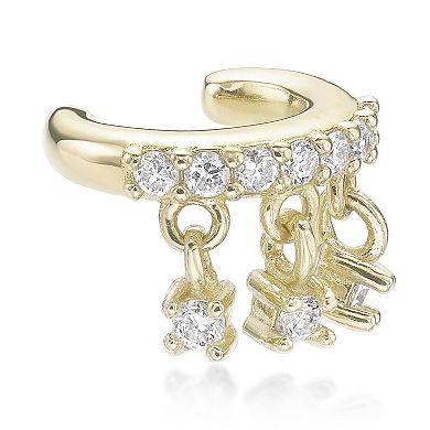Gemminded 18k Gold over Sterling Silver 1/10 Carat T.W. Lab-Grown Diamond Ear Cuff