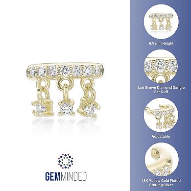 Gemminded 18k Gold over Sterling Silver 1/10 Carat T.W. Lab-Grown Diamond Ear Cuff