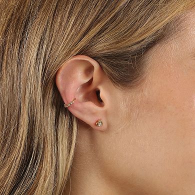 Gemminded 18k Gold Over Silver 1/10 Carat T.W. Lab-Grown Diamond Ear Cuff