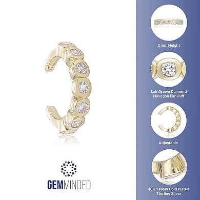 Gemminded 18k Gold Over Silver 1/10 Carat T.W. Lab-Grown Diamond Ear Cuff