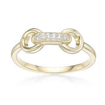 Gemminded 18k Gold over Sterling Silver Lab-Grown Diamond Accent Link Ring