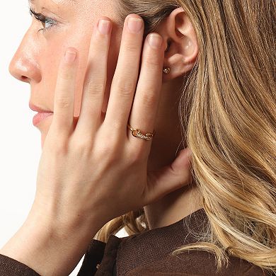 Gemminded 18k Gold over Sterling Silver Lab-Grown Diamond Accent Link Ring