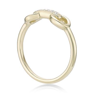 Gemminded 18k Gold over Sterling Silver Lab-Grown Diamond Accent Link Ring