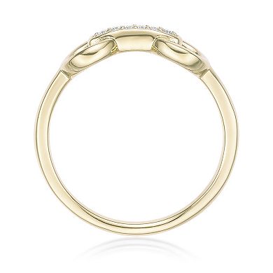 Gemminded 18k Gold over Sterling Silver Lab-Grown Diamond Accent Link Ring
