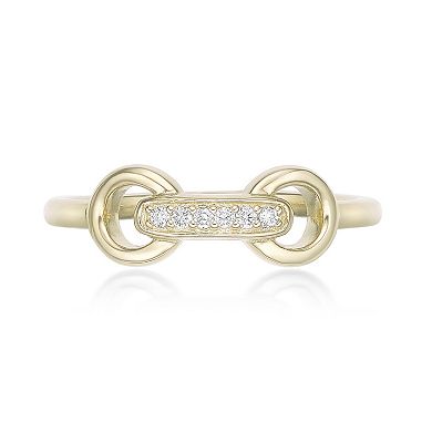 Gemminded 18k Gold over Sterling Silver Lab-Grown Diamond Accent Link Ring