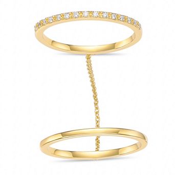 Sterling Silver 1/10 Carat T.W. Lab-Grown Diamond Interlocked Chain Stackable Ring