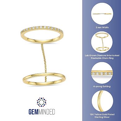 Sterling Silver 1/10 Carat T.W. Lab-Grown Diamond Interlocked Chain Stackable Ring
