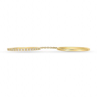 Sterling Silver 1/10 Carat T.W. Lab-Grown Diamond Interlocked Chain Stackable Ring