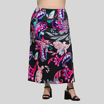 Plus Size 24Seven Comfort Apparel A-Line Maxi Skirt