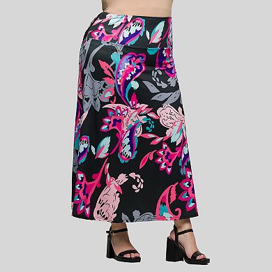 Plus Size 24Seven Comfort Apparel A-Line Maxi Skirt
