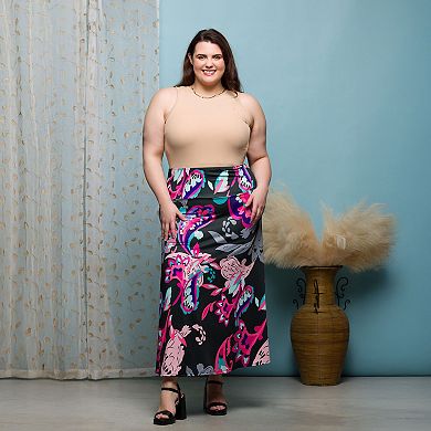 Plus Size 24Seven Comfort Apparel A-Line Maxi Skirt