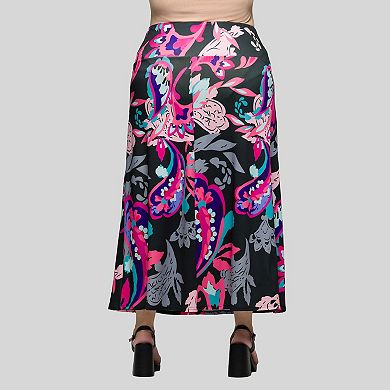 Plus Size 24Seven Comfort Apparel A-Line Maxi Skirt