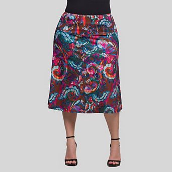 Plus Size 24Seven Comfort Apparel Knee Length Skirt