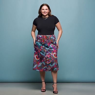 Plus Size 24Seven Comfort Apparel Knee Length Skirt