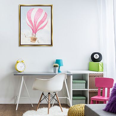 Stupell Home Decor Rabbit in Pink Balloon Framed Floating Canvas