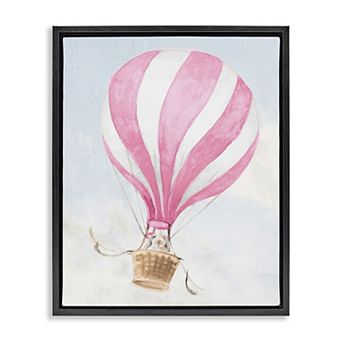 Stupell Home Decor Rabbit in Pink Balloon Framed Floating Canvas