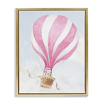 Stupell Home Decor Rabbit in Pink Balloon Framed Floating Canvas