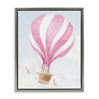 Stupell Home Decor Rabbit in Pink Balloon Framed Floating Canvas