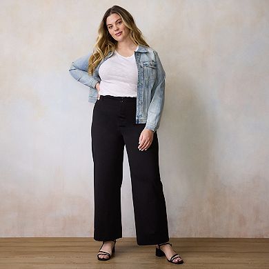 Plus Size LC Lauren Conrad Wildflower Super High Rise Wide Leg Pants