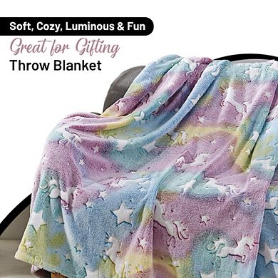 Glow in The Dark Throw Blanket Soft Polyester, Luminous Design for Cozy Nights