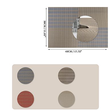 4 Pcs Grid Style Placemats, PET Place Mats, Heat-Resistant Table Mats for Kitchen Table