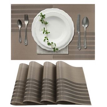 4 pc Grid Style Placemats, PET Place Mats, Heat-Resistant Table Mats for Kitchen Table