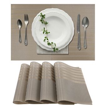 4 pc Grid Style Placemats, PET Place Mats, Heat-Resistant Table Mats for Kitchen Table