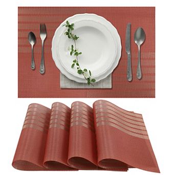4 pc Grid Style Placemats, PET Place Mats, Heat-Resistant Table Mats for Kitchen Table